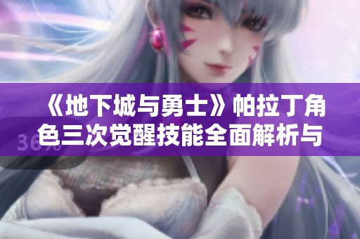 《地下城与勇士》帕拉丁角色三次觉醒技能全面解析与玩法指南