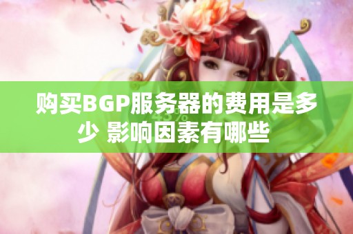 购买BGP服务器的费用是多少 影响因素有哪些 