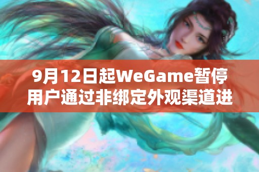 9月12日起WeGame暂停用户通过非绑定外观渠道进行购买