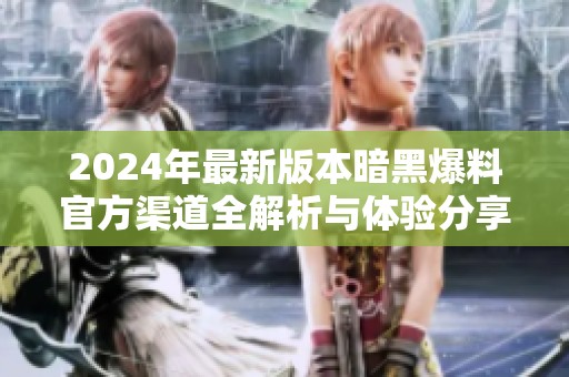2024年最新版本暗黑爆料官方渠道全解析与体验分享