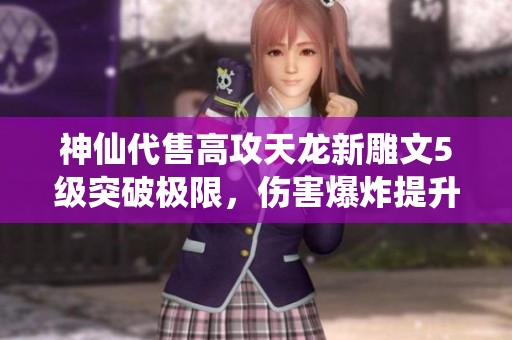 神仙代售高攻天龙新雕文5级突破极限，伤害爆炸提升显著
