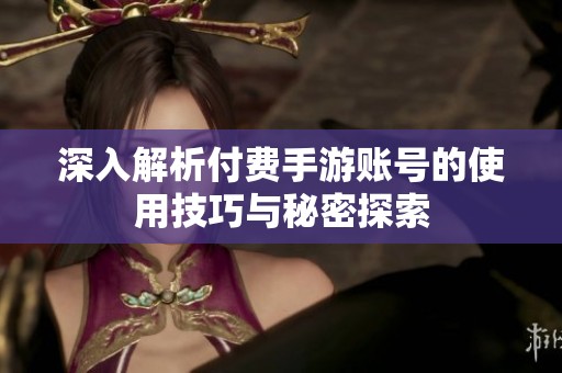 深入解析付费手游账号的使用技巧与秘密探索