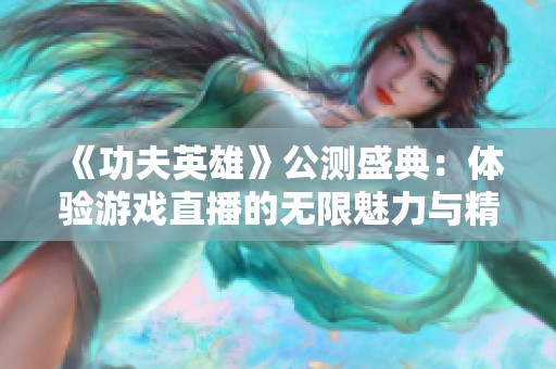 《功夫英雄》公测盛典：体验游戏直播的无限魅力与精彩瞬间