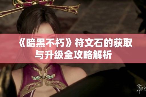 《暗黑不朽》符文石的获取与升级全攻略解析