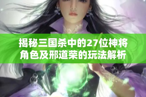 揭秘三国杀中的27位神将角色及邢道荣的玩法解析