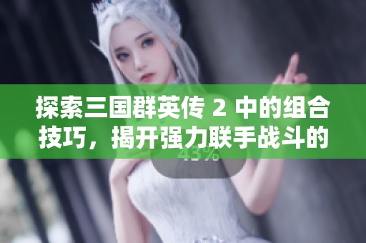 探索三国群英传 2 中的组合技巧，揭开强力联手战斗的秘密与策略