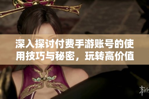 深入探讨付费手游账号的使用技巧与秘密，玩转高价值游戏的必备攻略解析