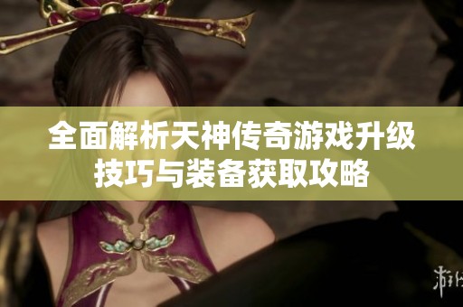 全面解析天神传奇游戏升级技巧与装备获取攻略