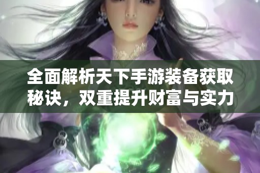 全面解析天下手游装备获取秘诀，双重提升财富与实力的技巧揭秘