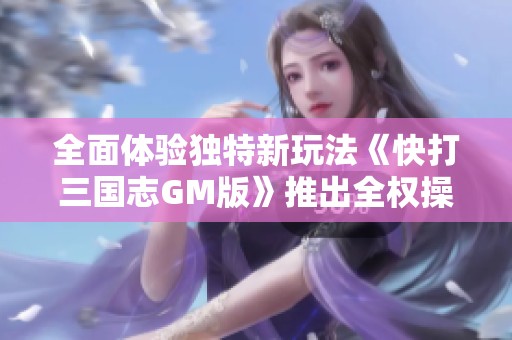 全面体验独特新玩法《快打三国志GM版》推出全权操作模式