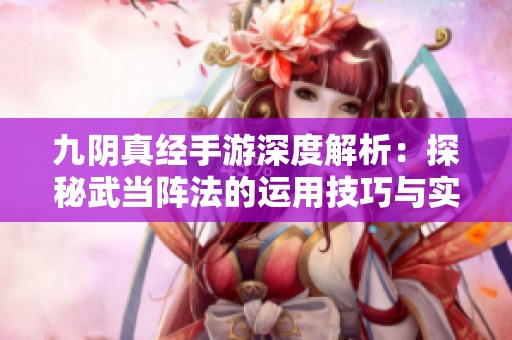 九阴真经手游深度解析：探秘武当阵法的运用技巧与实战策略