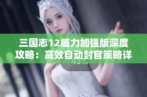 三国志12威力加强版深度攻略：高效自动封官策略详解与实用指南